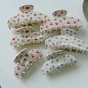 Set di mollette per capelli con fiori e ciliegie in varie dimensioni e strass
