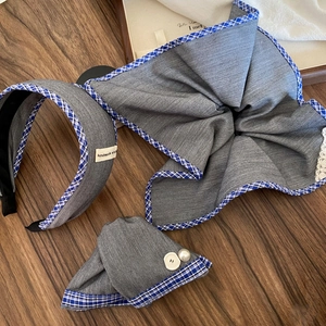 Accessori Per Capelli In Tessuto Scozzese Grigio Retrò Elastico Per Capelli Fermaglio Per Capelli A Triangolo Cerchietto Donna