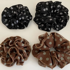 French Retro Polka Dot Fabric Scrunchies Elegant Chiffon Hair Ties Ponytail Holders Hair Accessories For Women