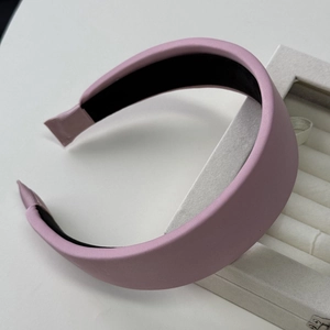 Pink wide macaron hairband with premium satin fabric for high skull top hair styling