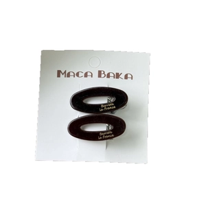 Barrettes ovales en acétate écaille de tortue marron avec lettrage doré chic