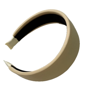 Chic beige thick sponge padded headband with non-slip lining for high cranial top effect