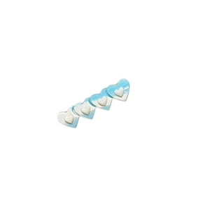 Elegant blue gradient heart-shaped shell hair clip with gold label for beach vacation