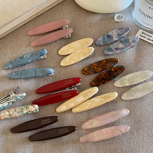 Barrette à Cheveux en Acétate Style Coréen Rétro Simple Bec de Cane Ovale Motif Marbre Écaille de Tortue Accessoires Cheveux Femme