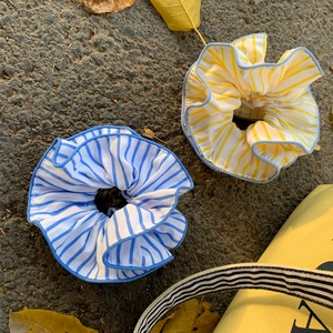 Korean Style Striped Fabric Scrunchies For Women Fresh Sweet Large Elastic Hair Ties Hair Bands Ponytail Holder Headwear