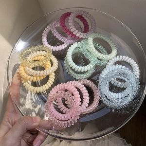 Korean Style Spiral Telephone Wire Hair Ties Colorful Spotted Elastic No Crease Hair Bands Scrunchies For Women Girls Hair Styling Accessories