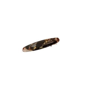 Barrette à cheveux minimaliste en acétate écaille avec lettrage doré France Handmade