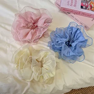 Chouchou en Tissu à Volants Plissés Multicouches Style Ballet Français pour Femmes Accessoire de Coiffure Doux et Élastique