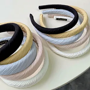 Padded sponge headbands with pleated fabric texture in multiple colors for a daily stylish look