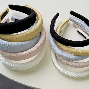 Minimalist pleated sponge headbands set in various colors with non-slip lining