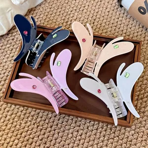 Pince à Cheveux Papillon de Style Coréen Élégante Pince Requin en Acétate avec Strass Colorés Accessoires de Cheveux Doux pour Femmes
