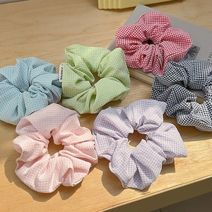 Elastici per Capelli in Tessuto Gingham a Quadretti Stile Coreano per Donna Fatti a Mano Supporto per Coda di Cavallo