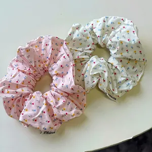 Pastoral Floral Print Large Fabric Scrunchies For Women Handmade Sweet Fresh Hair Ties Elastic Headwear Accessories