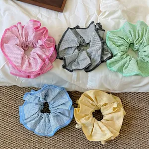 Five-piece set of colorful striped oversized scrunchies for sweet hair styling
