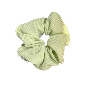 Elegante elastico per capelli a scacchi verdi con etichetta riarea per acconciature