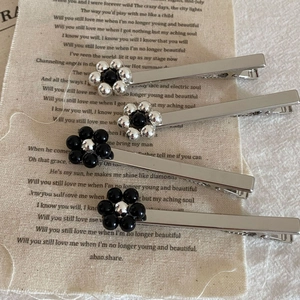 Pince à Cheveux Bec de Canard en Alliage Fleur Pour Femmes Style Coréen Argent Noir Accessoires de Cheveux Floraux