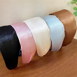 Elegant wide satin headbands for women in multiple colors with a premium glossy finish