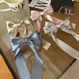 Elegant Satin Bow Hair Clip Large Long Ribbon Streamer Sweet Hair Accessory For Women Girls Daily Styling Wedding Party