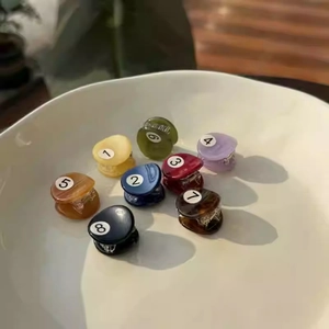 Set of 8 colorful mini acetate billiard claw clips for hairstyling in various shades