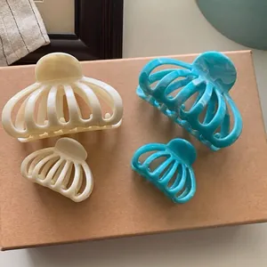 Vintage Acetate Marble Pattern Hair Claw Clip Hollow Shell Shark Clip Elegant Hair Styling Accessories For Women Daily Wear