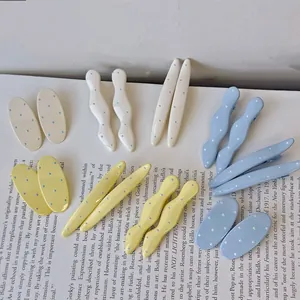 Korean Style Polka Dot Geometric Hair Clip For Women Alloy Duckbill Clip Sweet Macaron Color Oval Wave Hairpins Daily Hair Accessories