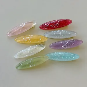 Korean Style Sweet Candy Color Glitter Acetate Oval Hair Clip For Women Daily Versatile Side Bangs Duckbill Clip Hair Accessories