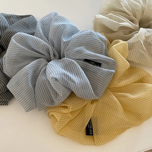 Scrunchie Oversize in Garza Sottile Estiva a Quadretti Motivo Gingham Elastico Per Capelli Alla Moda Per Donna Accessori Quotidiani
