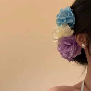 Grande Pinza per Capelli con Fiore in Tessuto Elegante Dolce Botanico Floreale Fermaglio per Capelli Accessori per Capelli Donna