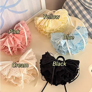 Pince à Cheveux Nœud en Ruban de Dentelle Style Coréen Élégante Grande Pince Crabe en Tissu Brodé Accessoires de Cheveux pour Femmes