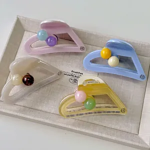 Elegant jelly-colored shark hair clips with glitter finish and decorative beads set