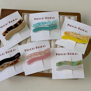 Sweet Acetate Wavy Duckbill Hair Clips Korean Style Marble Tortoiseshell Pattern No Mark Hairpins For Women Girls Jewelry