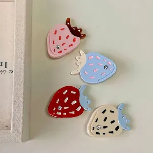 Fermagli per capelli a fragola in acetato rosa blu rosso e bianco con strass
