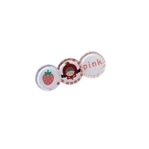 Barrette à cheveux rose en acrylique avec motif de fille dessin animé et fraise
