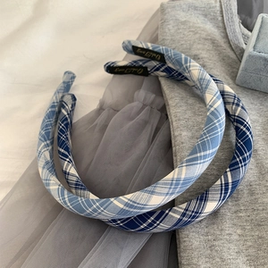 Blue plaid headband set featuring classic check patterns in high-quality fabric finish