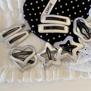 Korean Style Silver Leather Heart Star Cloud BB Hair Clips Shiny Metallic Sweet Cool Snap Clips Daily Hair Accessories For Women