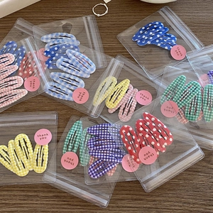 Polka dot and plaid pattern BB hair clip set for girls in multiple vibrant colors
