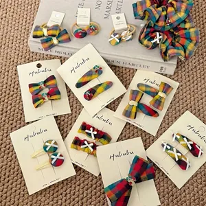 Accessori per Capelli con Fiocco Plaid Stile Accademia per Donne Bambini Retro Dolce Gingham Mollette e Scrunchies con Decoro Ciliegia