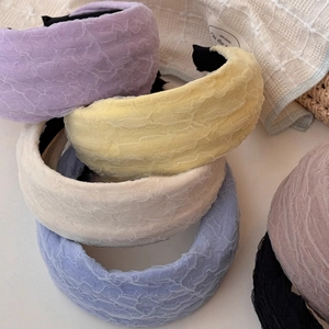 Fashionable pleated chiffon headbands in various colors for high skull top styling