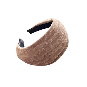 Elegant wide yellow chiffon headband for women with a high crown stylish sponge design