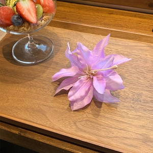 Elegant purple lily fabric hair clip with lifelike petals for vacation hair accessories