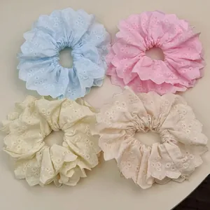 4er-Set Haargummis im französischen Stil mit Spitze in Pastellfarben für Damen-Haarschmuck