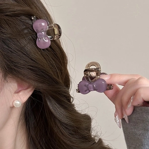 Douce Mini Pince à Cheveux Nœud Papillon Acrylique Résine Couleur Gelée Épingles à Cheveux Pour Femmes Quotidien Élégant Petit Requin Clip Accessoires