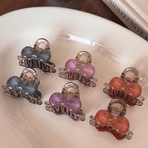 Lot de 6 pinces à cheveux nœud en résine pastel avec finition nacrée œil de chat