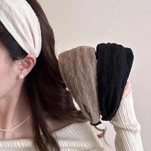 Serre-tête Plissé en Chiffon à Bord Large Élégant pour Femmes Style Coréen pour Accessoires de Cheveux de Mode Quotidienne