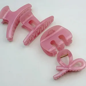 Korean Style Jelly Pink Hair Claw Clips For Women Minimalist Resin Shark Clips Elegant Sweet Non-Slip Hair Clips Hair Accessories