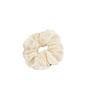Eleganter weißer Spitzen-Scrunchie mit Blumenstickerei und hoher Elastizität für Damen