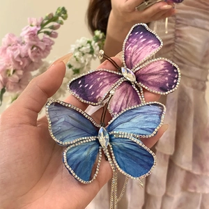 Elegante Schmetterlings Haarklammer Mit Metallquasten Legierung Strass Kristall Haarschmuck Für Damen Täglich Party