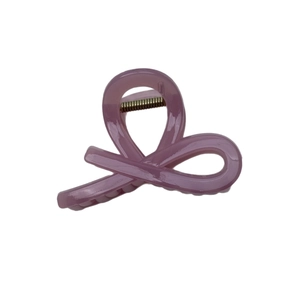 Elegant glossy lavender hair claw clip with cross twist design and silver spring detail