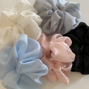 Elegant organza oversized scrunchies set in five Morandi colors with subtle gloss