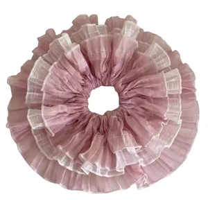 Large pleated organza scrunchie in dusty rose pink with French romantic style